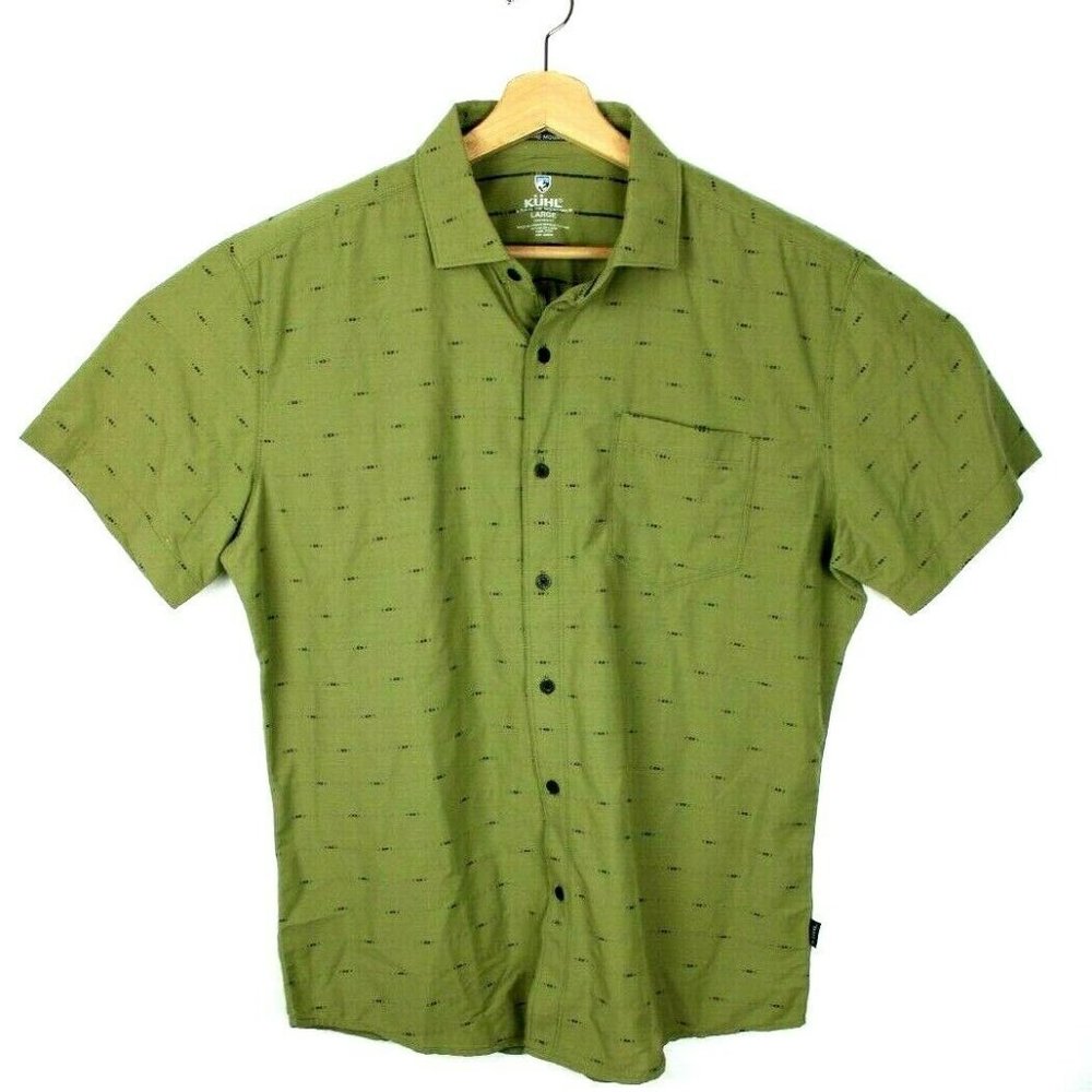 Kuhl Mens Size Large Green Brown Nylon Shirt